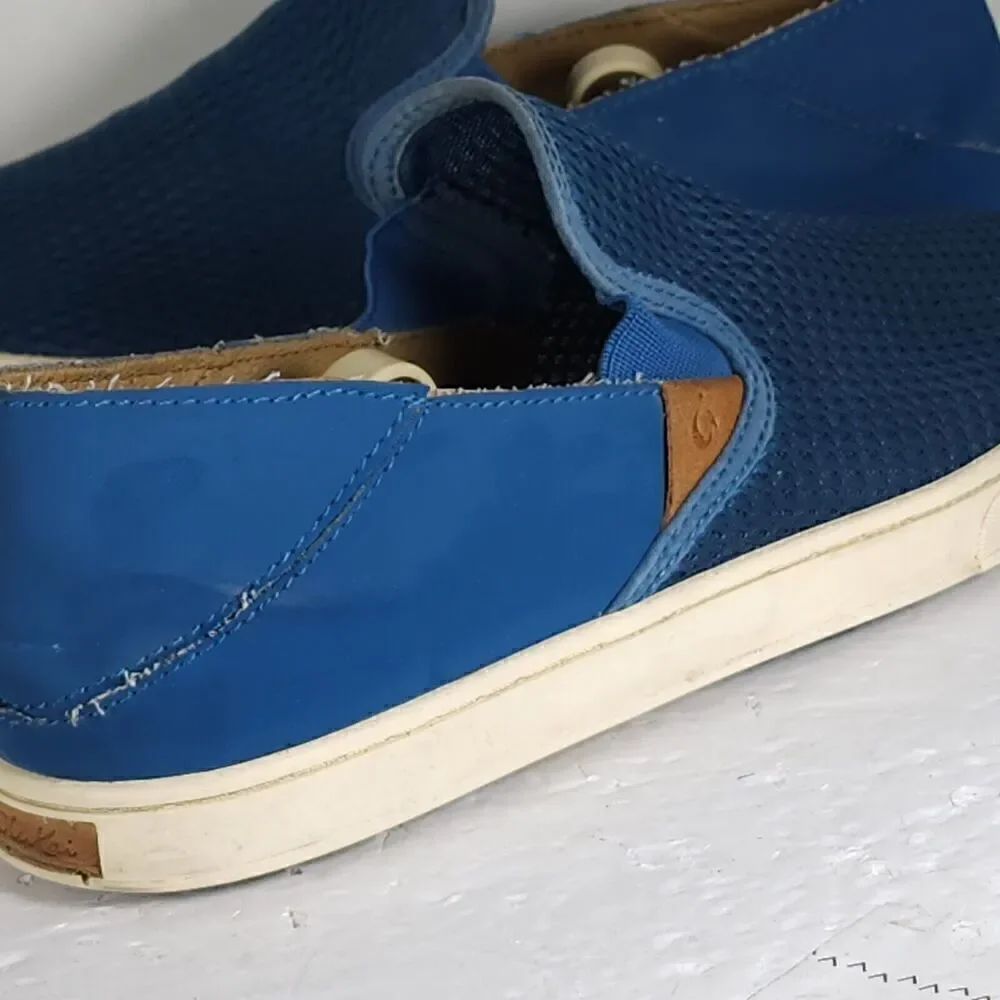 Olukai Women's Pehuea US9,5 Blue Flat Slip On Loafer Sneakers Shoes